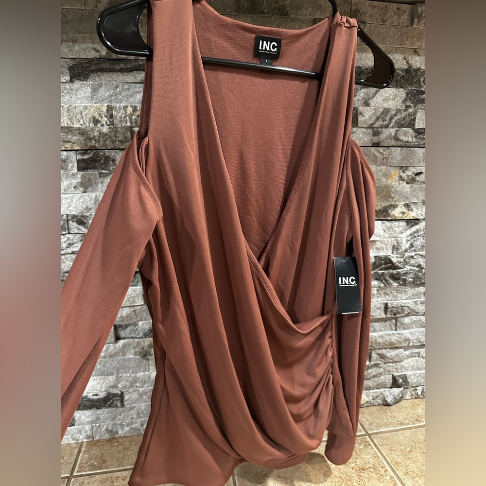 I.N.C. Women’s Long Sleeve Dress Shirt - Root Beer Brown